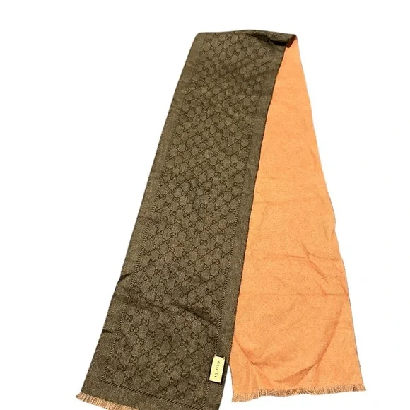 Gucci Men's Scarf in Rich Brown and Vibrant Orange, NWT - Picture 10 of 16